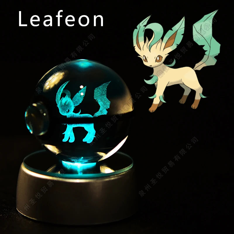 3D Crystal Ball Night Light – LED Glass Lamp with Colorful Base