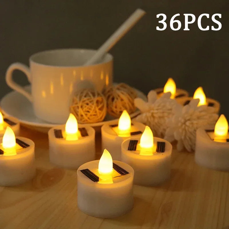 Solar Tea Light Candles – Waterproof Flameless LED Lights