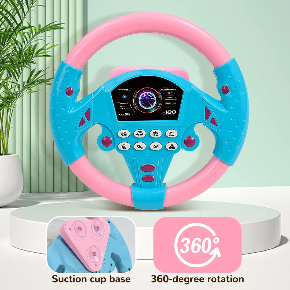 Baby Steering Wheel Toy with Lights and Sounds for Pretend Driving