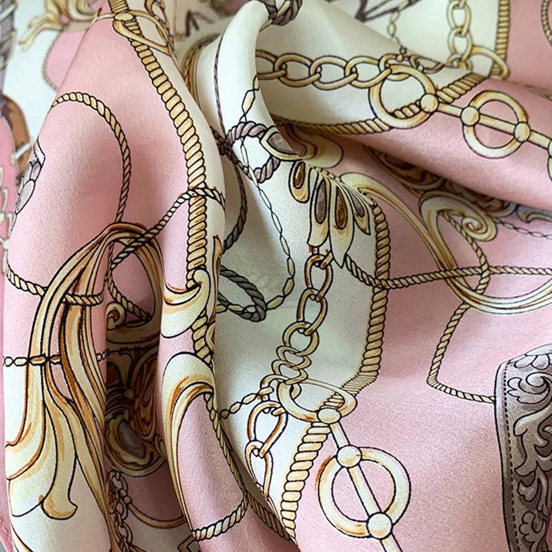Women's Square Scarf 90cm Printed Silk Feel Headscarf and Shawl