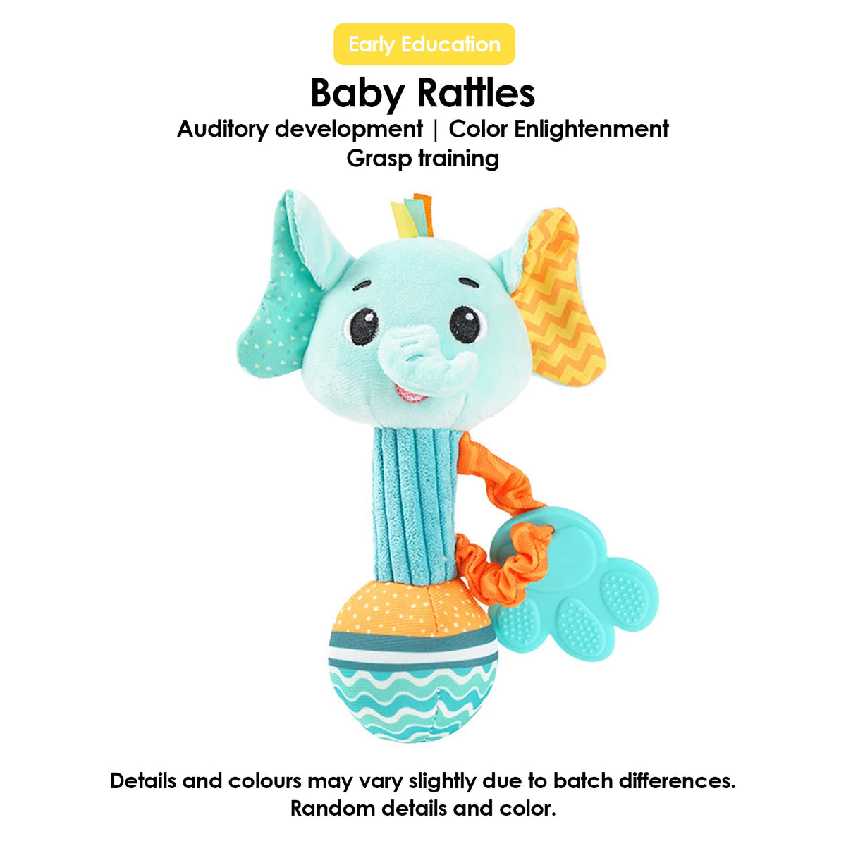 Soft Baby Rattle – Stuffed Animal Sensory & Crinkle Toy