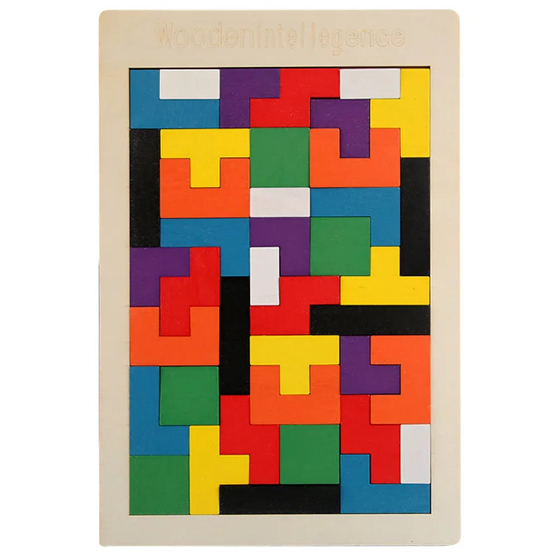 Wooden Tangram Puzzle – Colorful Geometric Learning Toy