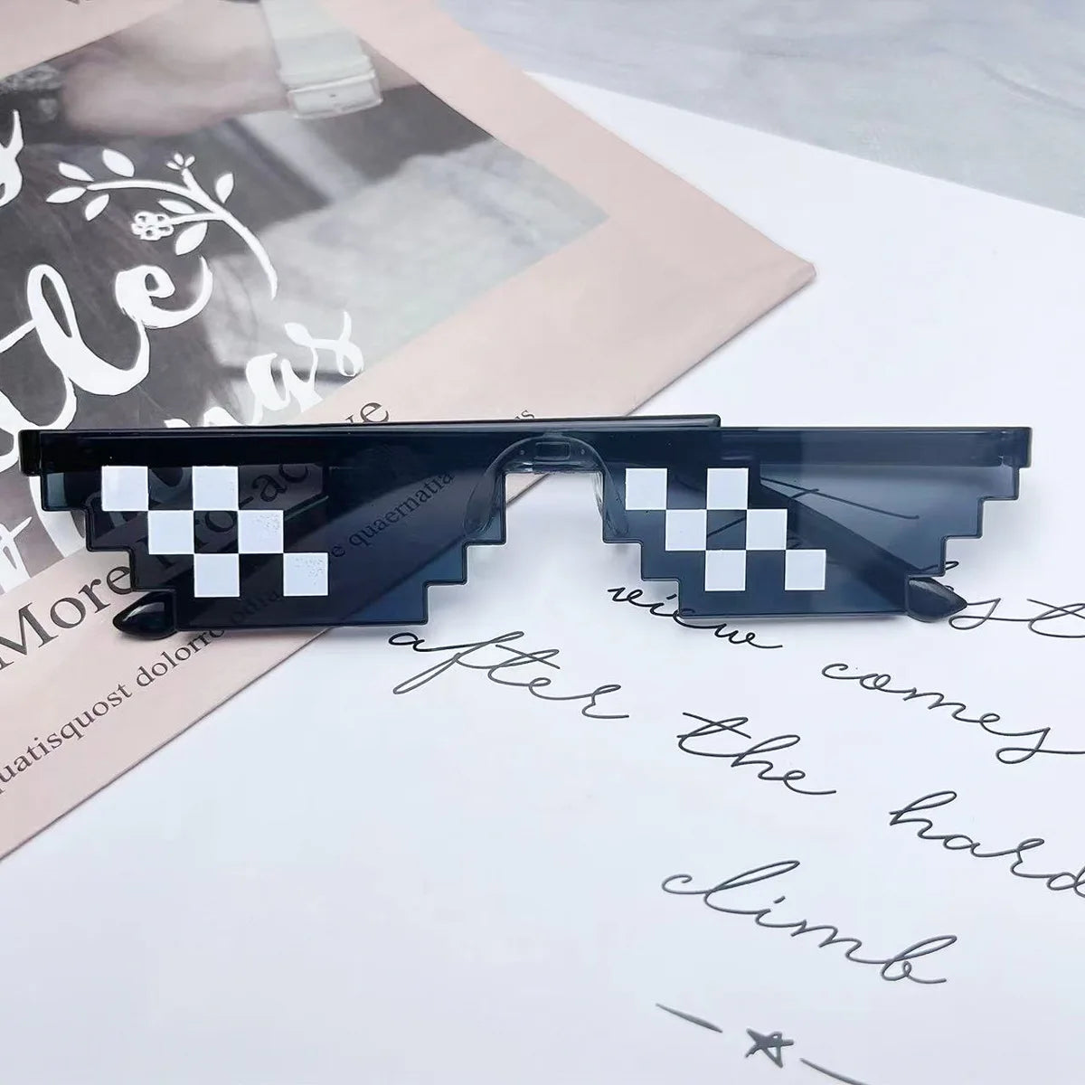 Pixelated Sunglasses – Funny Mosaic Rimless Shades for Parties