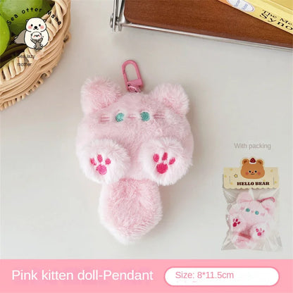 Plush Cat Keychain – Cute Backpack Pendant Charm