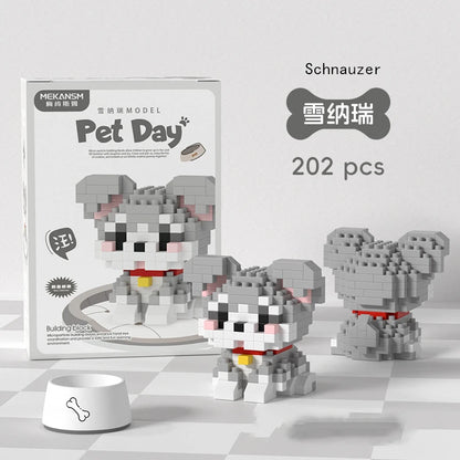 Mini Dog & Cat Building Block Model – Cute Pet Ornament