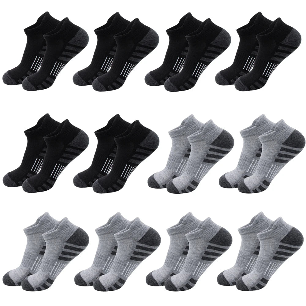 6/24Pairs Ankle Athletic Running Socks Cushioned Breathable Low Cut Sports Tab Socks For Men And Women