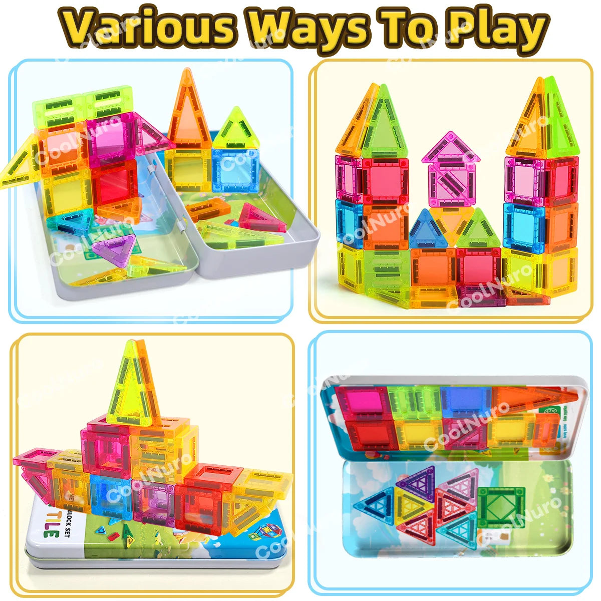 Magnetic Building Blocks Set for Kids with 26 or 38 Pieces