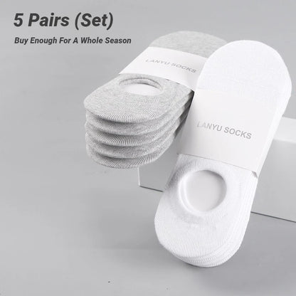 5 Pairs Men Invisible Boat Socks Non Slip Low Cut Ankle Socks Daily Casual Wear Comfort Compression Socks Fashion Breathable