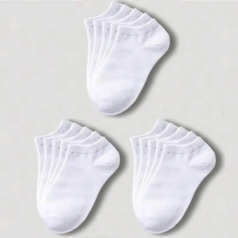 1-20pairs Wholesale Unisex Socks, Breathable Sports Socks, Solid Color Boat Socks, Comfortable Cotton Ankle Socks, White