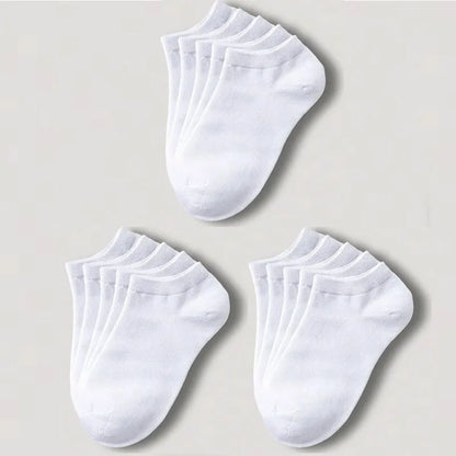 1-20pairs Wholesale Unisex Socks, Breathable Sports Socks, Solid Color Boat Socks, Comfortable Cotton Ankle Socks, White