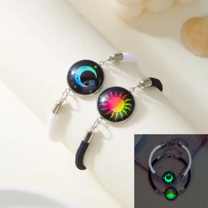 Sun Moon Couple Bracelets, Luminous Matching Rope Bracelets for Couples