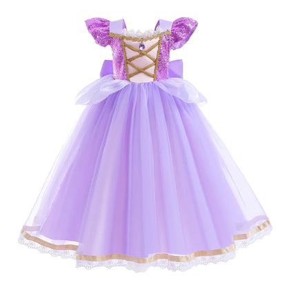Summer Rapunzal Girl Princess Dress Cosplay Tangled Halloween Birthday Party Vestido Kids Birthday Costume