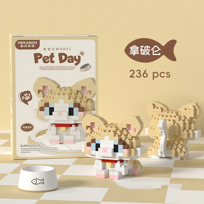 Mini Dog & Cat Building Block Model – Cute Pet Ornament