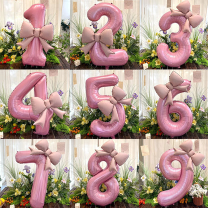 Pink Bow Balloons – 2-Pack 40-Inch Aluminum Foil Party Decor