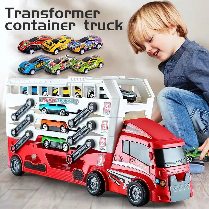 Pop-Up Container Truck Toy with 6 Alloy Wheels