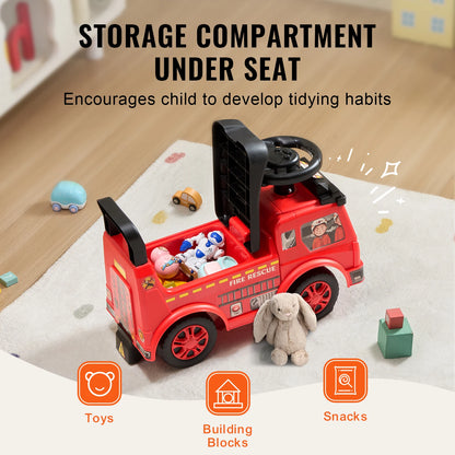 Kids Ride On Push Car with Music Steering Wheel and Storage