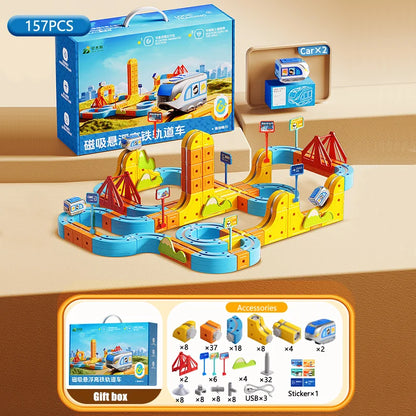Magnetic Train Toy with DIY Track for Creative Play