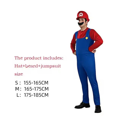 Green Plumber Costume Adult Unisex Set with Hat & Mustache