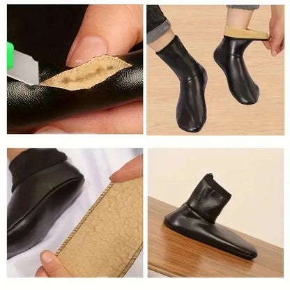 1 pair Men's and Women's Medium Waist Velvet Thick Adult Warm Foot Socks High Indoor Leather Waterproof Room Socks