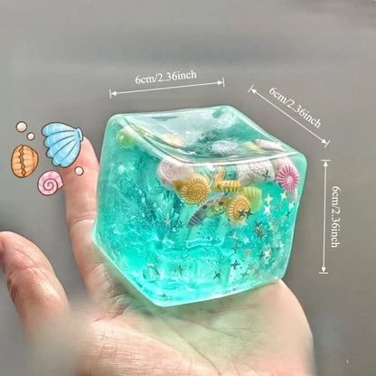 Ocean Shells Squishy Fidget Toy – Slow-Rise Sensory Squeeze Cube