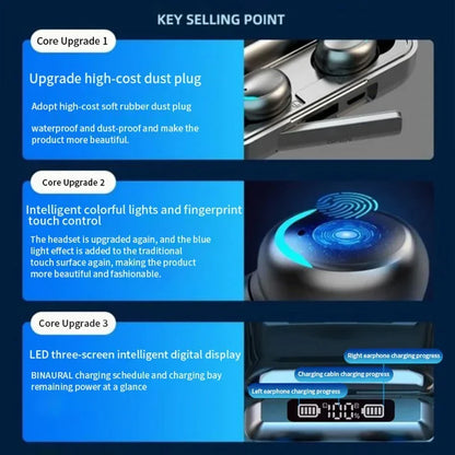 Wireless Bluetooth Earbuds TWS Noise Cancelling Headphones with LED Case