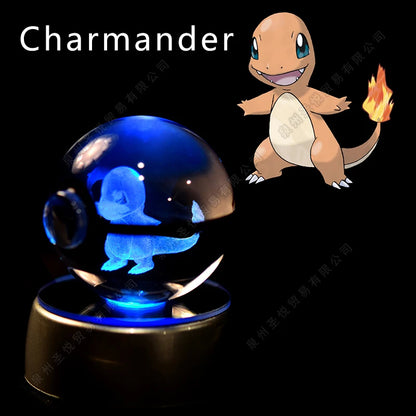 3D Crystal Ball Night Light – LED Glass Lamp with Colorful Base