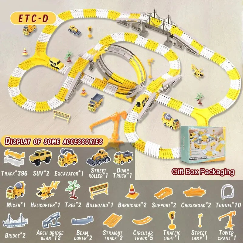 Electric Track Toy Car DIY Engineering Set for Kids
