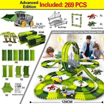 Dinosaur Race Track Set – Flexible Climbing Car Track Toy for Kids