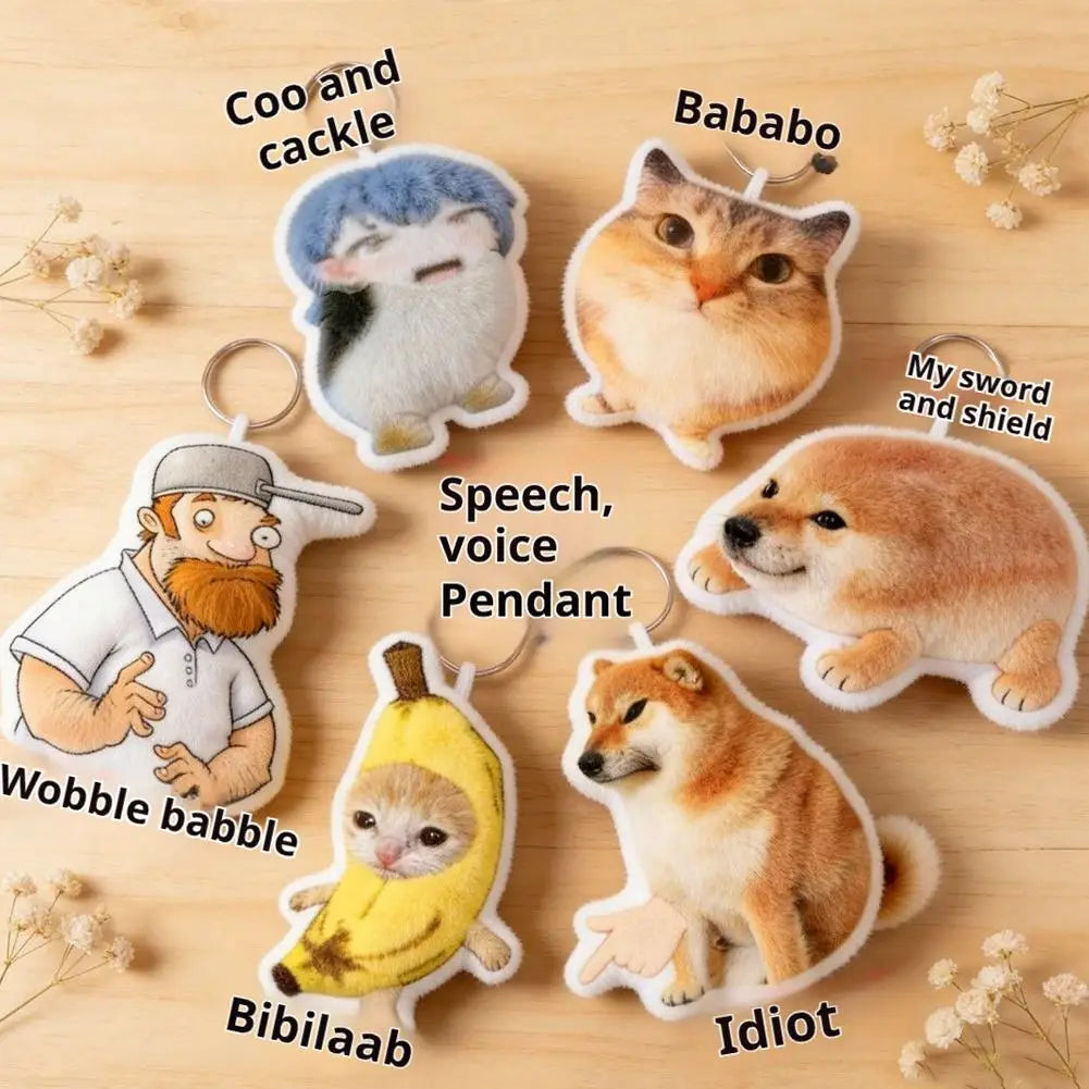 4-Key Voice Button Keyboard Keychain Shiba Inu Cat Meme Voices Relieves Stress Relief Fidget Toy Finger Keyboard Games Keychain