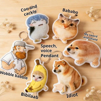 4-Key Voice Button Keyboard Keychain Shiba Inu Cat Meme Voices Relieves Stress Relief Fidget Toy Finger Keyboard Games Keychain