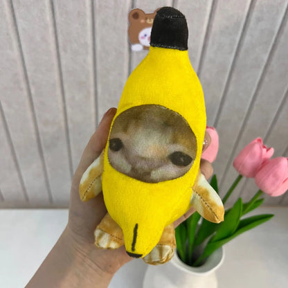 Banana Cat Plush Keychain – 17cm Sound Pendant Toy