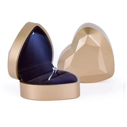 Heart Shaped Jewelry Box with LED Light for Ring & Proposal