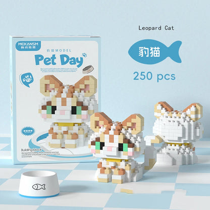 Mini Dog & Cat Building Block Model – Cute Pet Ornament