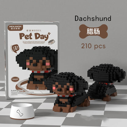 Mini Dog & Cat Building Block Model – Cute Pet Ornament