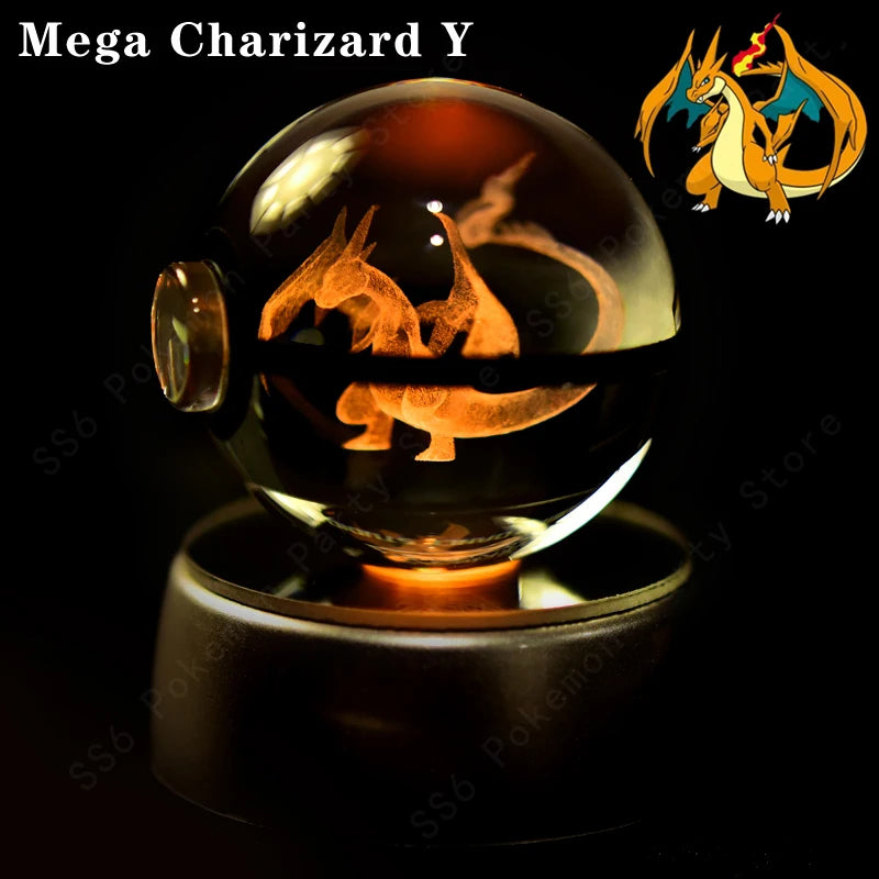 3D Crystal Ball Night Light – LED Glass Lamp with Colorful Base