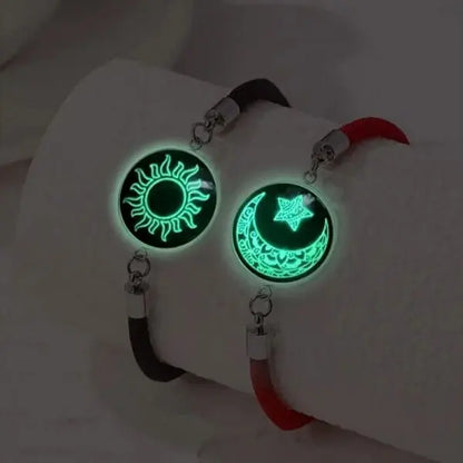 Sun Moon Couple Bracelets, Luminous Matching Rope Bracelets for Couples