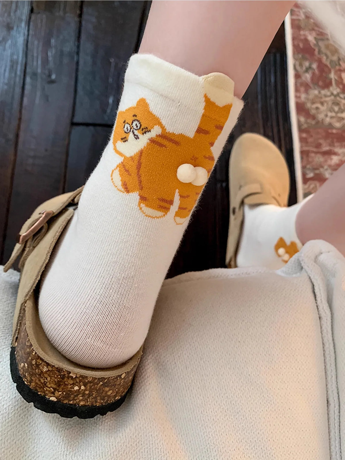 1/3 Pair Three-Dimensional Cat Printed Men female Mid Tube Socks Soft Comfortable Sweat Absorbing Breathable Casual Couples Sock