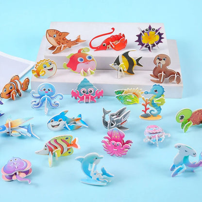 30-Piece 3D Puzzles for Kids with Animal and Vehicle Themes