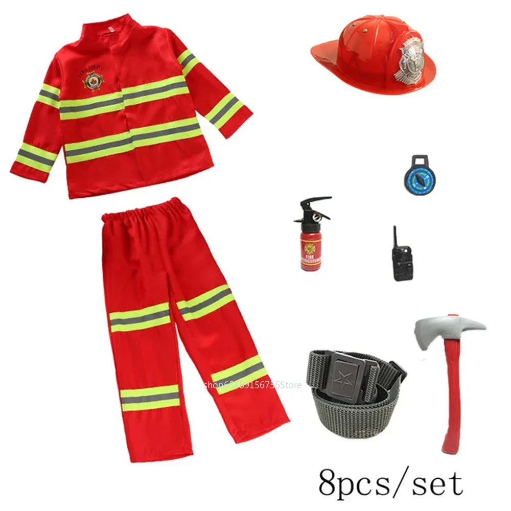 Firefighter Cosplay Costume Kids Uniform Set – Party Dress-Up