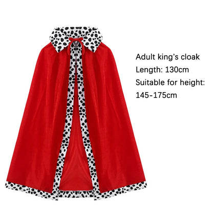 Adult Kids Cape King Prince Cosplay Costume Crown Shawl Parent-child Activity Party Performance Costume Halloween Cloak