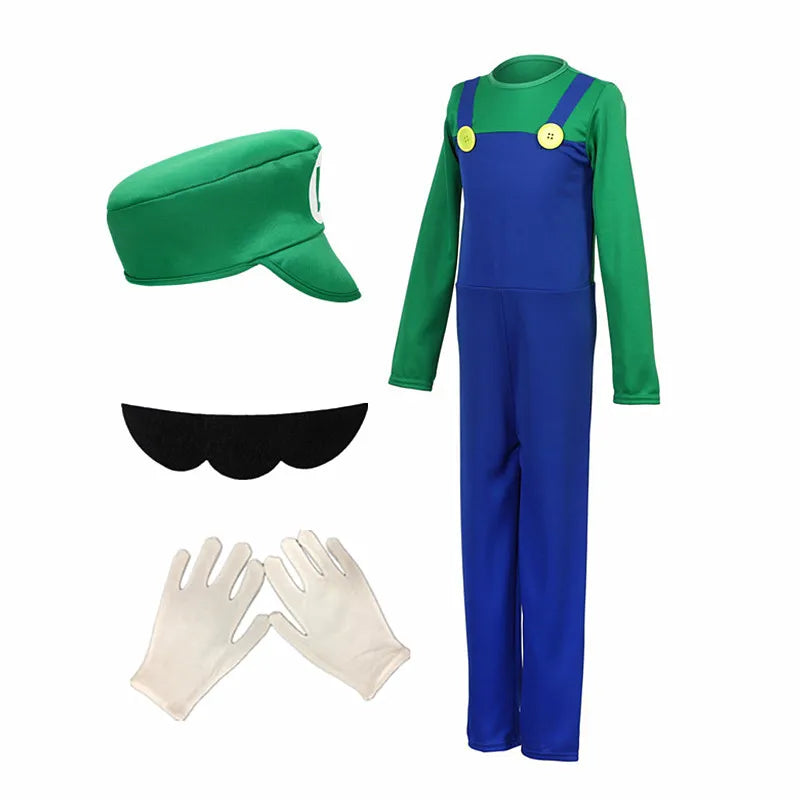 Red Green Game Jumpsuit Costume Kids – Hat Beard & Gloves