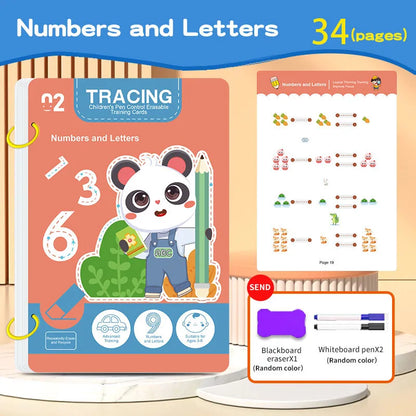 Reusable Tracing Workbook 34-Page Handwriting Practice Book for Kids