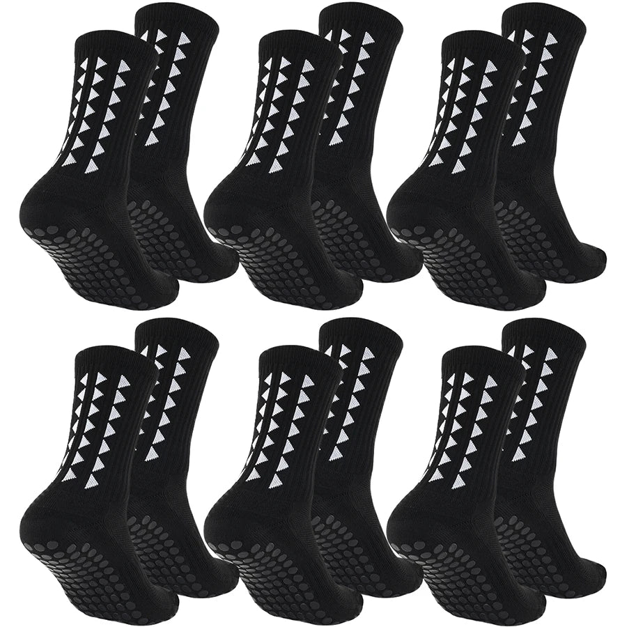 6 Pairs Men Women Football Grip Socks Towel Bottom Sport Socks Rugby Soccer Cycling Running Exercise Athletic Socks