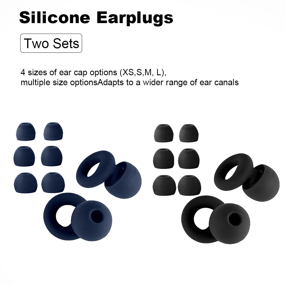Quiet Ear Plugs for Noise Reduction – Super Soft, Reusable Hearing Protection for Sleep,Swim, Work 8 Ear Tips in XS/S/M/L