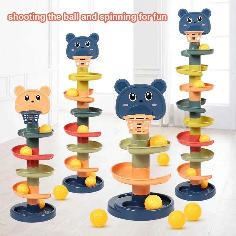 Montessori Rolling Ball Toy Baby Stacking Track Educational Game