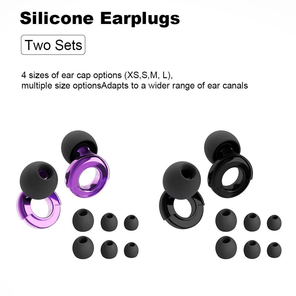 Quiet Ear Plugs for Noise Reduction – Super Soft, Reusable Hearing Protection for Sleep,Swim, Work 8 Ear Tips in XS/S/M/L