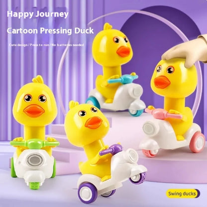 Manual Press Duck Toy Car with 360° Rotating Head