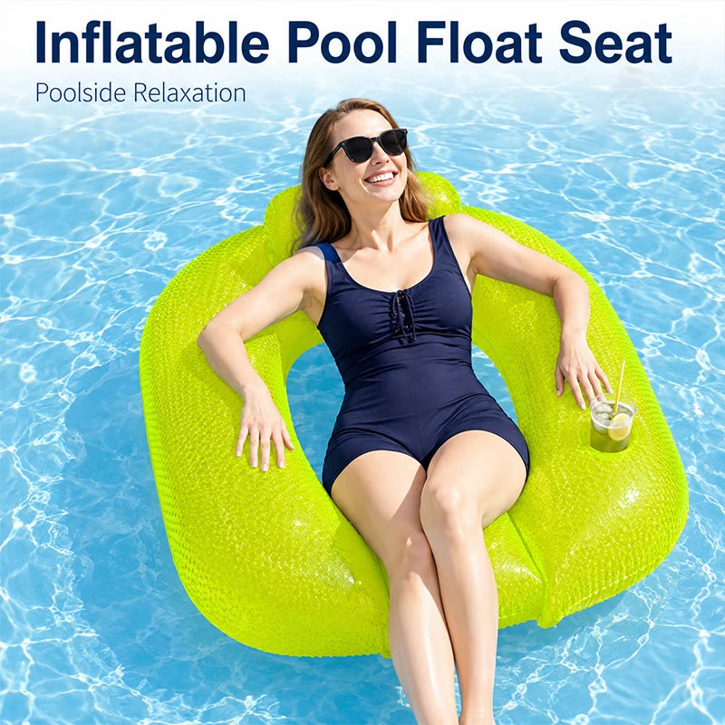Inflatable Pool Float Chair with Cup Holder