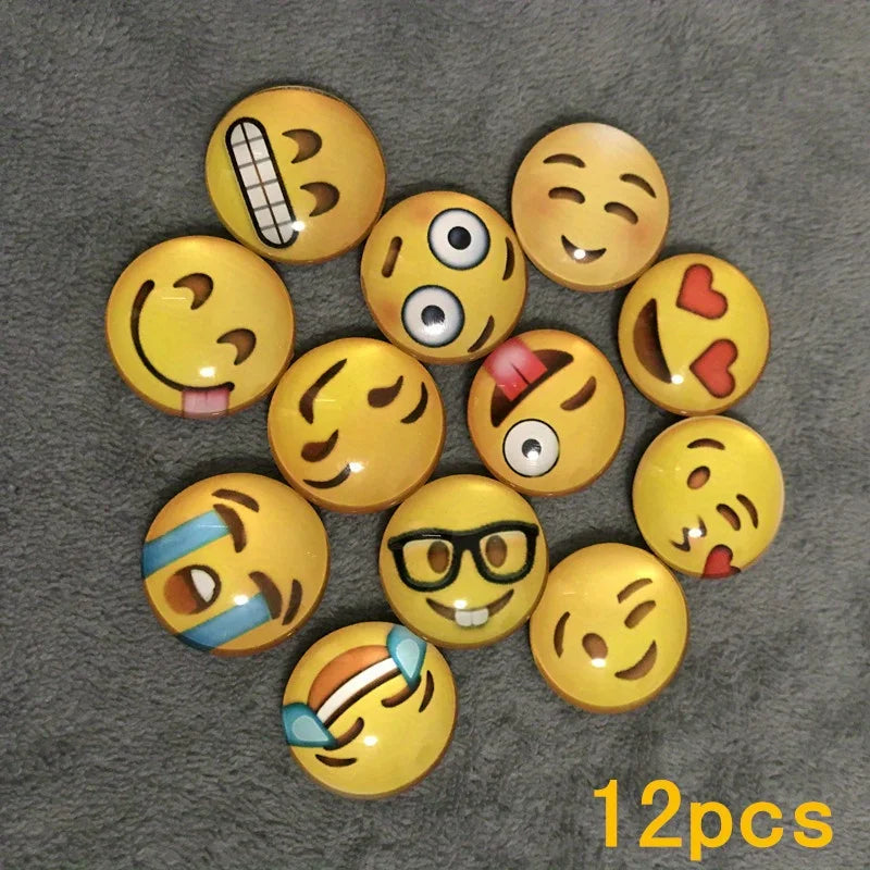 Smile Face Fridge Magnets – 12-Piece Round Decorative Set