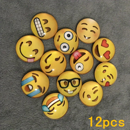 Smile Face Fridge Magnets – 12-Piece Round Decorative Set